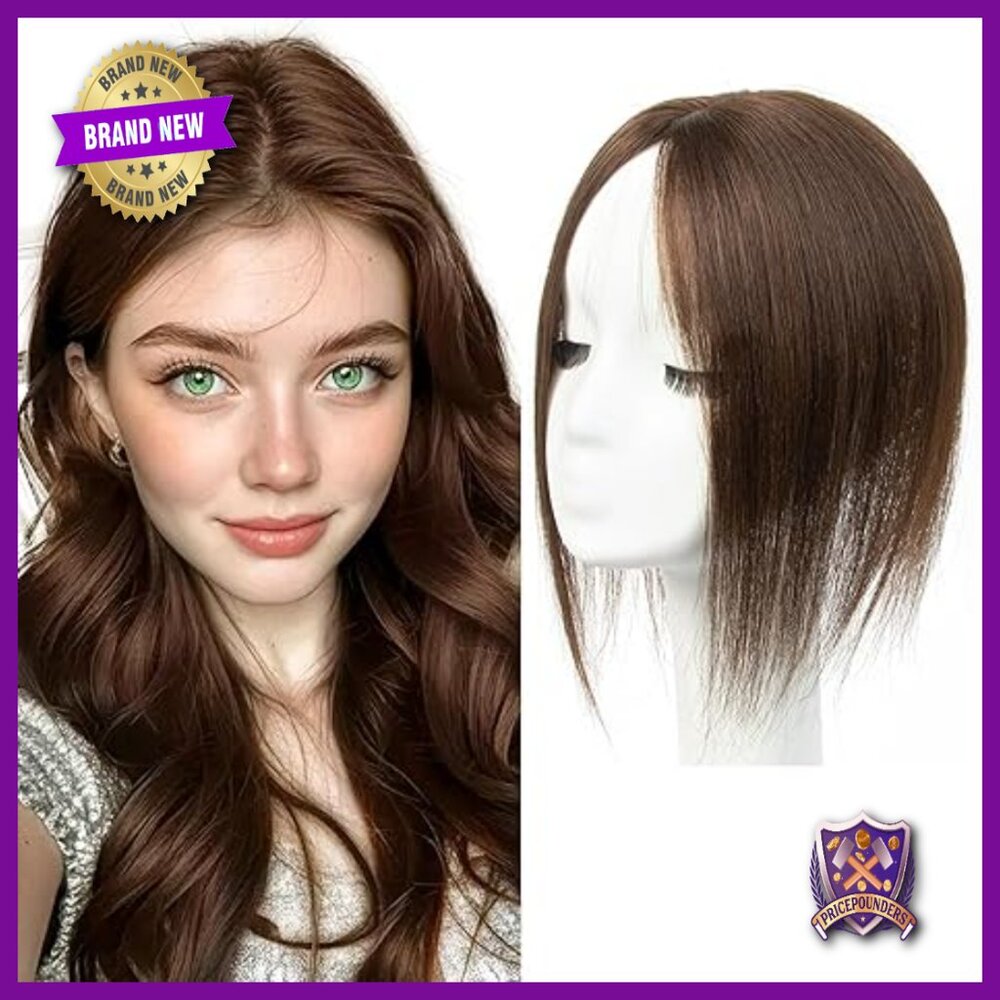 14 Inch Human Hair Topper for Thinning Hair, Silk Base with Clips